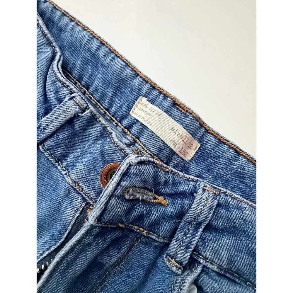 Zara Girls Z1975 Distressed Mid-Rise Denim Jeans